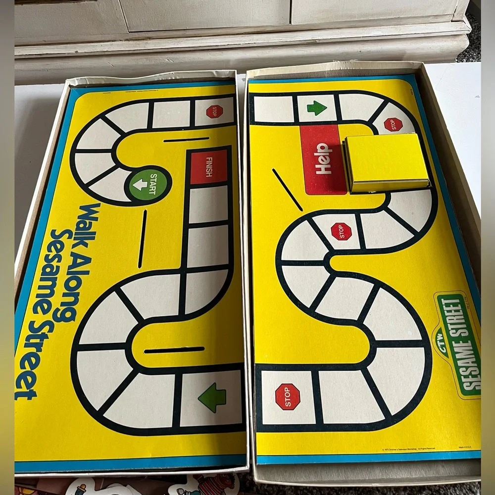 Vintage Milton Bradley 1975 Walk Along Sesame Street Game No 4528  Muppets Board